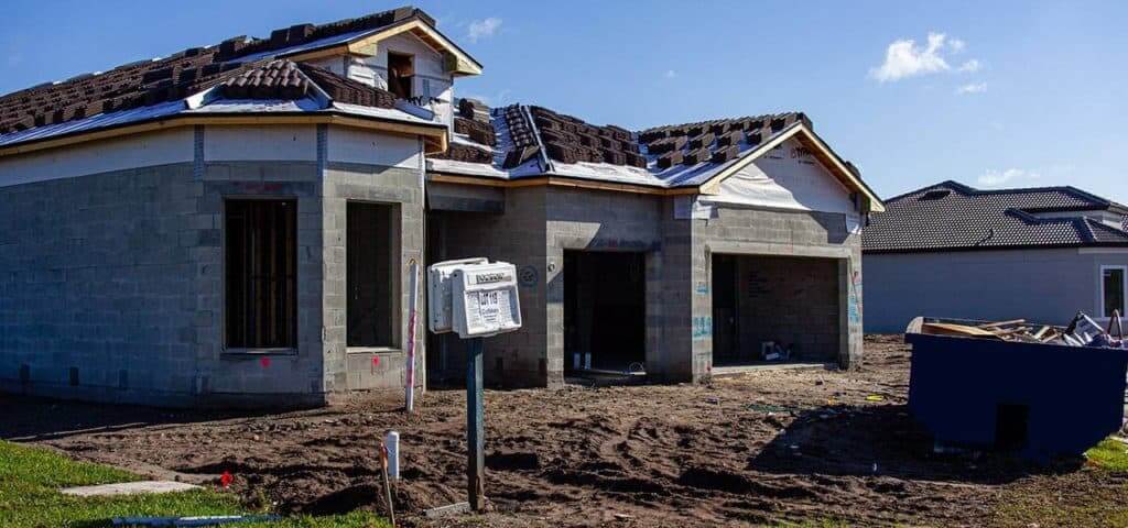 roof construction on residential job site